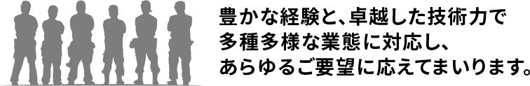 豊かな経験と、卓越した技術力で多種多様な業態に対応し、あらゆるご要望に応えてまいります。